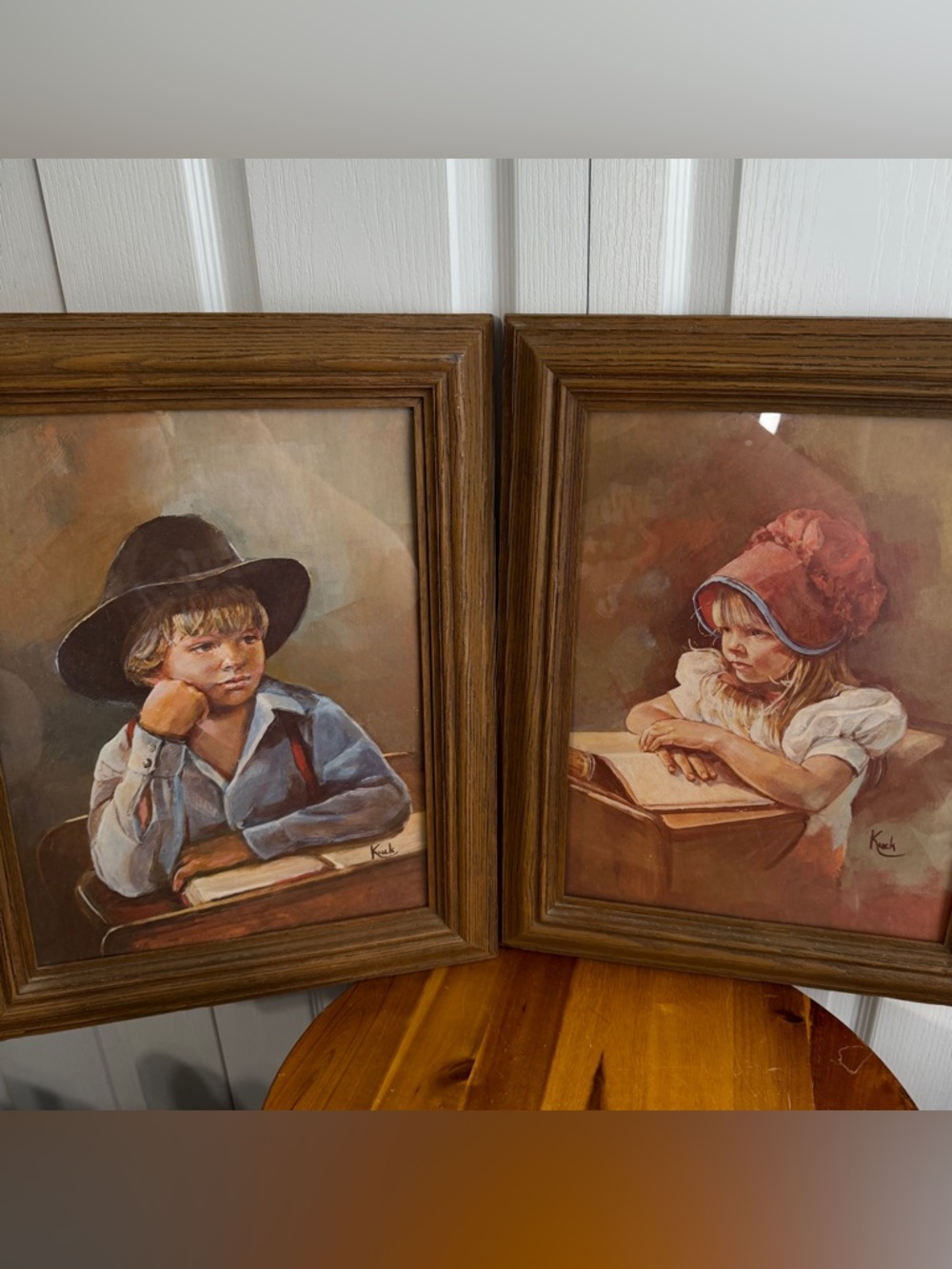 Sandra Kuck country school boy girl‎ framed artwork set